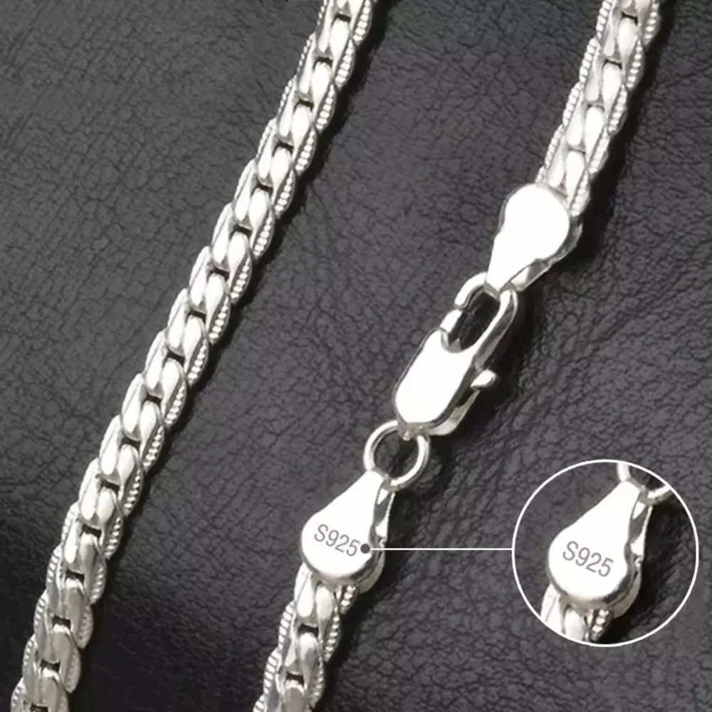 S925 Sterling Silver 45cm 5MM Full Sideways Chain Necklace For Women Men… - Picture 3 of 4